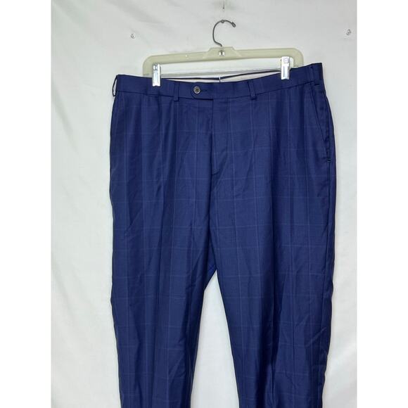 Hugo Boss Men 36 x 34 Blue Plaid 100% Wool Dress Pants Trousers Classic Fit - Picture 5 of 8